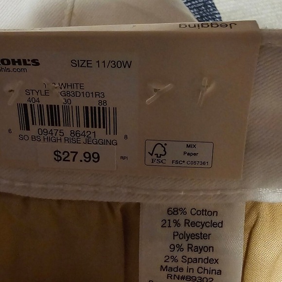 SO NWT White High Rise Jeggings Junior's Size 11 / 30W - Picture 4 of 7